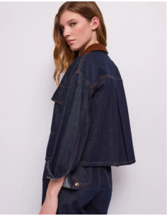 Veste en denim avec boutons dorés 36002