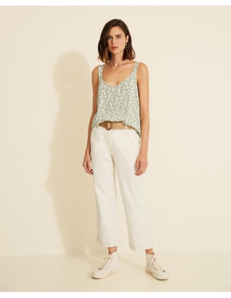 TOP À FLEURS VERT 34838