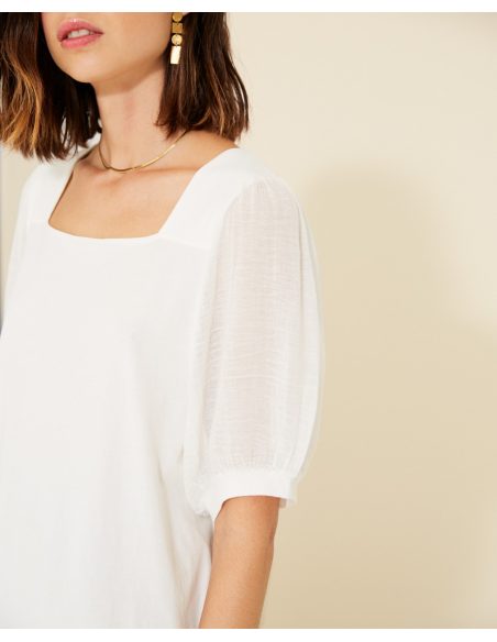 T-SHIRT EN MOUSSELINE À MANCHES BOUFFANTES 34241 (YERSE