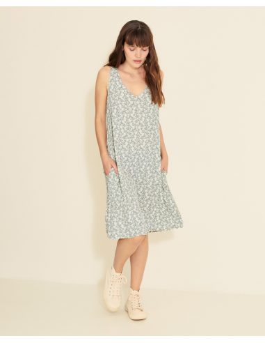 ROBE FLUIDE AVEC POCHES VERT 34837