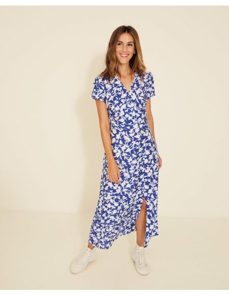 ROBE LONGUE AVEC IMPRIMÉ BLEU 34865
