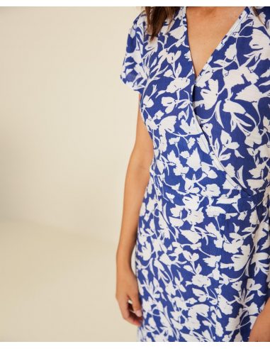 ROBE LONGUE AVEC IMPRIMÉ BLEU 34865