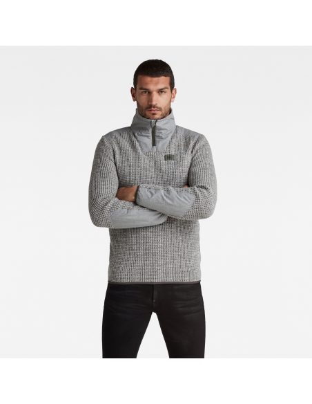 Pull avec col montant Bi matière 20678