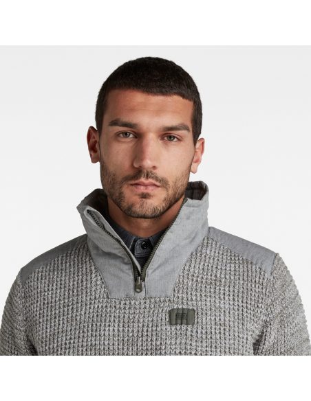 Pull avec col montant Bi matière 20678