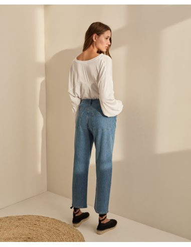 T-SHIRT BI-MATIÈRES MANCHES FRONCÉES 36414