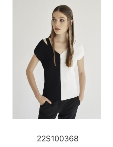 Pull viscose polyamide noir et blanc 100368