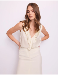 Top blanc en satin 45030