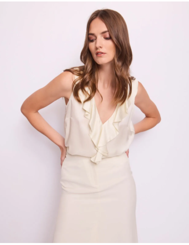Top blanc en satin 45030