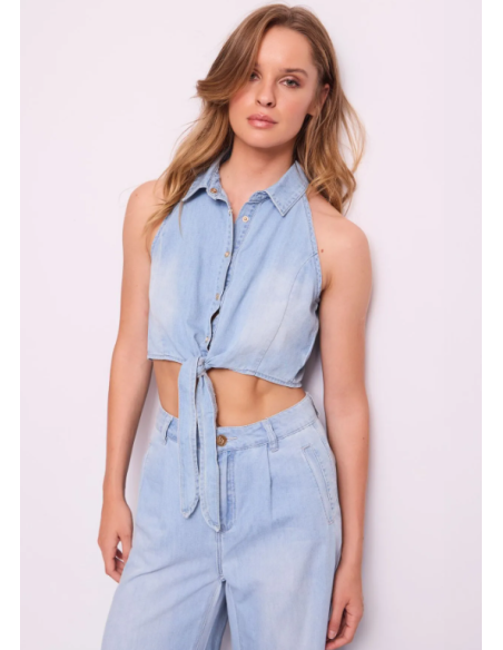 Top en chambray de coton 46003